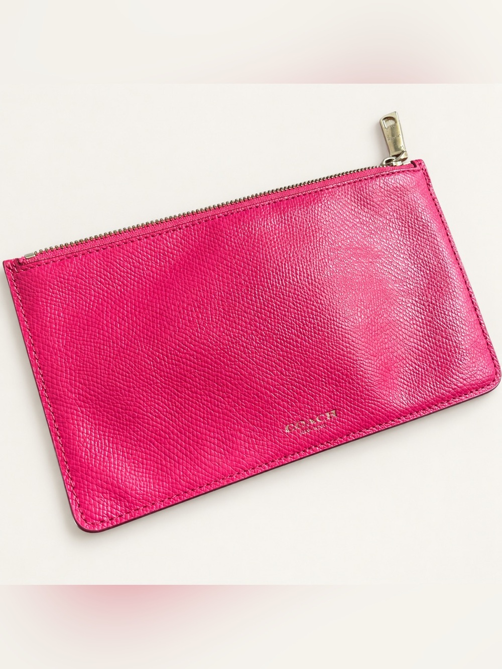 Coach Hot Pink Leather Zip Pouch - Picture 2 of 6